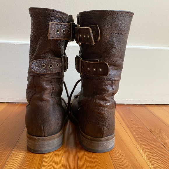 All Saints distressed brown leather boots - Picture 2 of 8